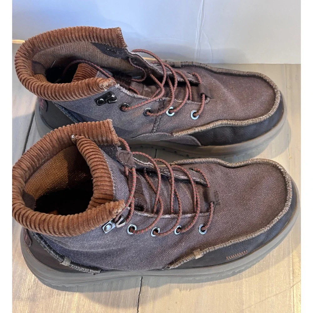 Hey Dude Bradley Corduroy Collar Mens Brown Multi Chukka Boots 42066-2GS Size 7